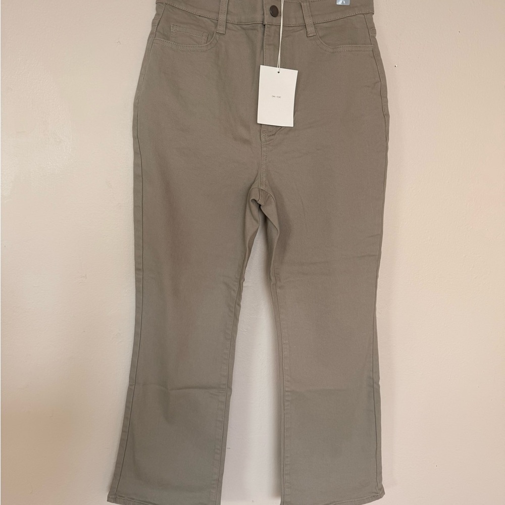 OAK + FORT Women's Ankle Cropped Jeans in Taupe